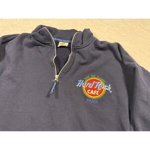 Hard Rock Cafe Paris Quarter Zip Sweatshirt Women's Small Navy Save the Planet